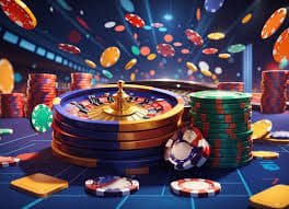 Roulette wheel and betting grid on ombak slot